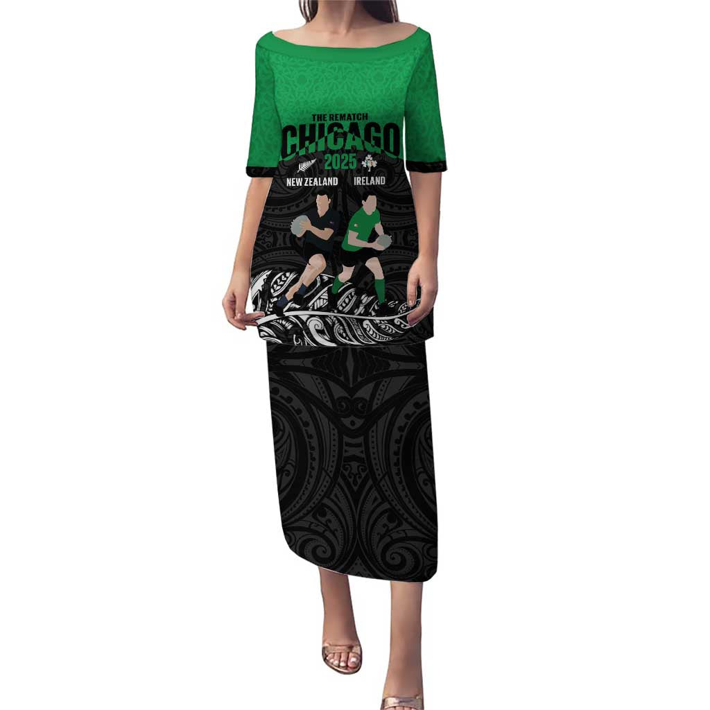 New Zealand and Ireland Rugby Custom Puletasi Chicago 2025 Go All Black Shamrocks - Aussie Hoodie