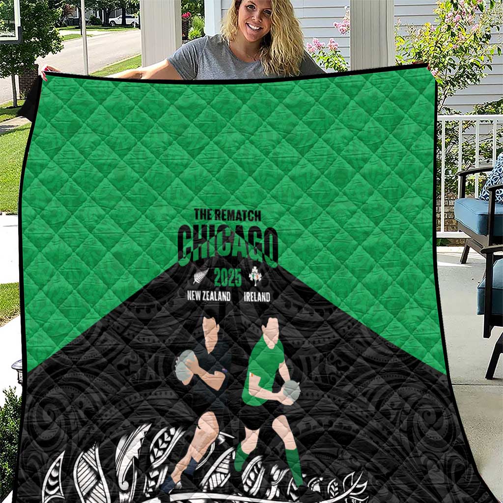 New Zealand and Ireland Rugby Quilt Chicago 2025 Go All Black Shamrocks - Aussie Hoodie