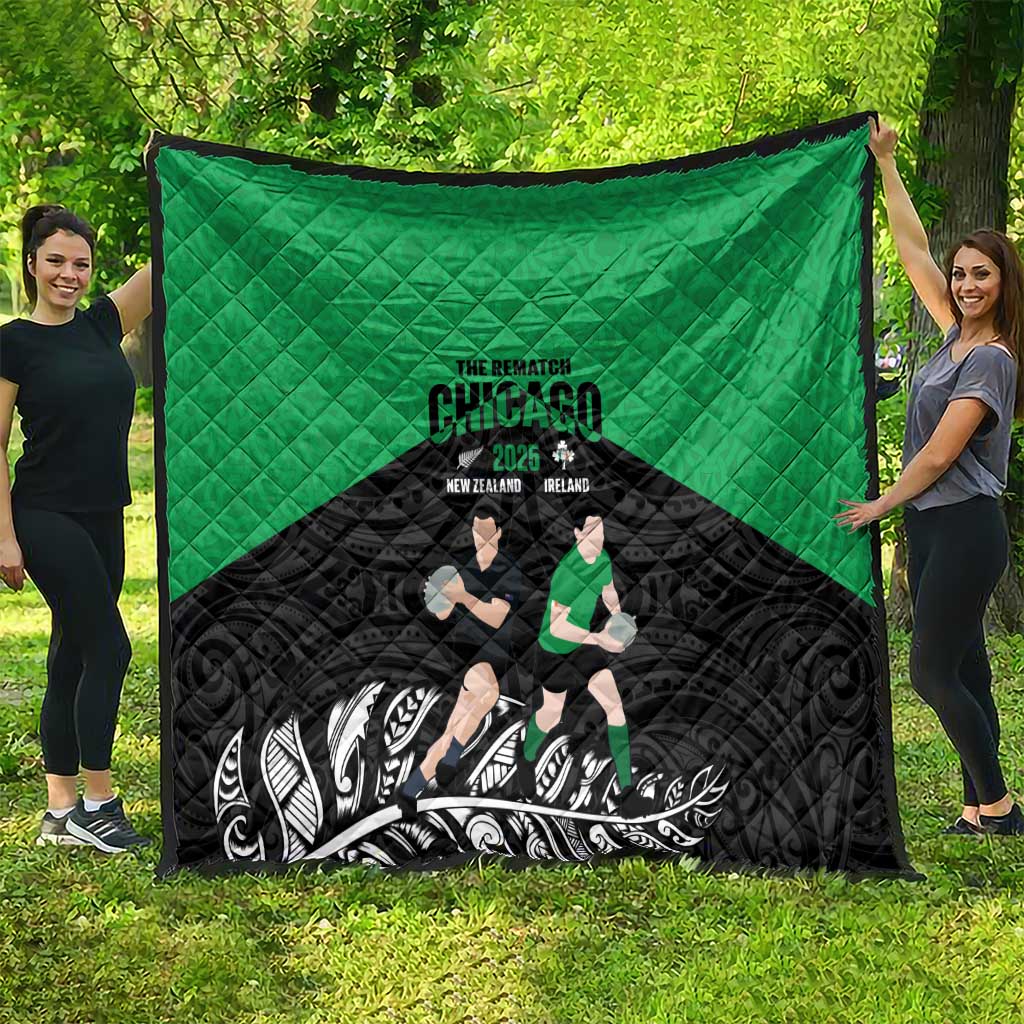 New Zealand and Ireland Rugby Quilt Chicago 2025 Go All Black Shamrocks - Aussie Hoodie