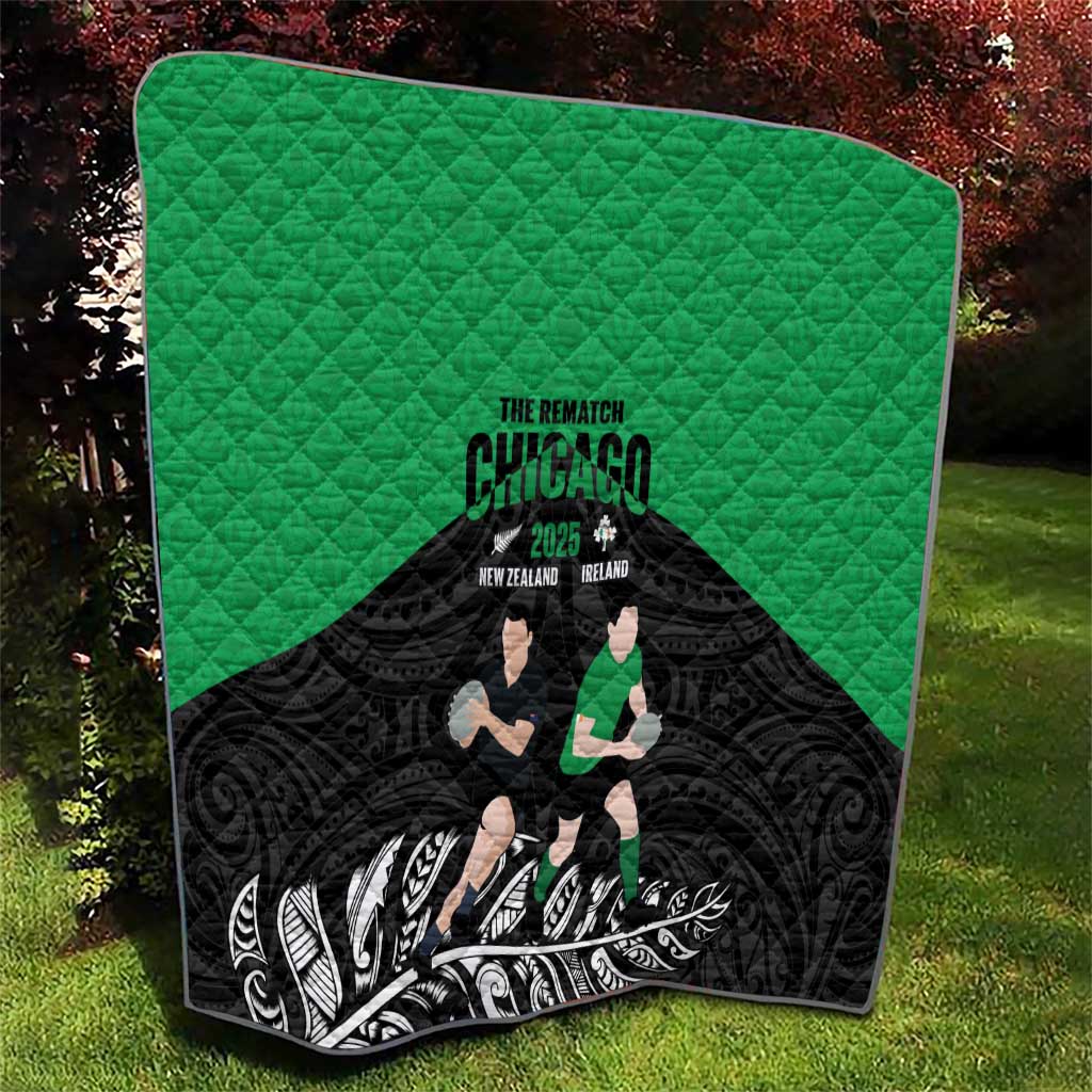 New Zealand and Ireland Rugby Quilt Chicago 2025 Go All Black Shamrocks - Aussie Hoodie