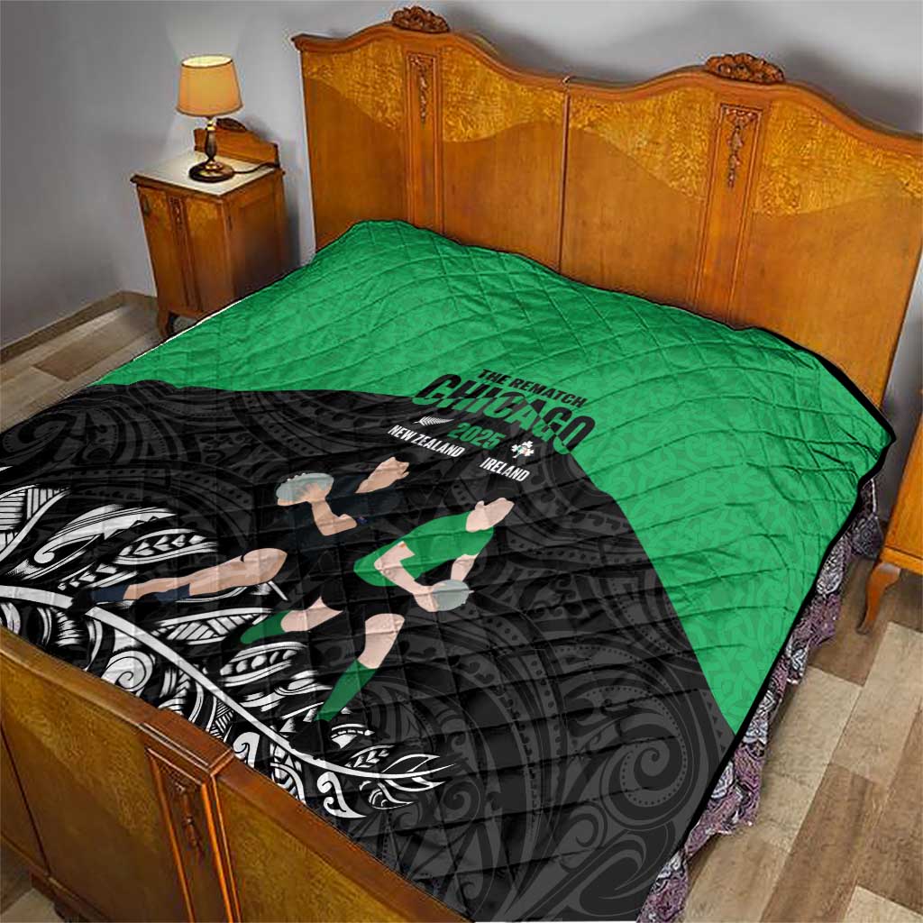 New Zealand and Ireland Rugby Quilt Chicago 2025 Go All Black Shamrocks - Aussie Hoodie