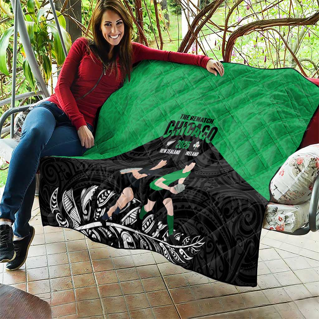 New Zealand and Ireland Rugby Quilt Chicago 2025 Go All Black Shamrocks - Aussie Hoodie
