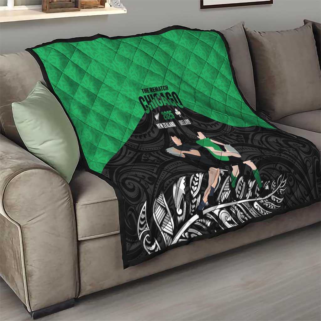 New Zealand and Ireland Rugby Quilt Chicago 2025 Go All Black Shamrocks - Aussie Hoodie