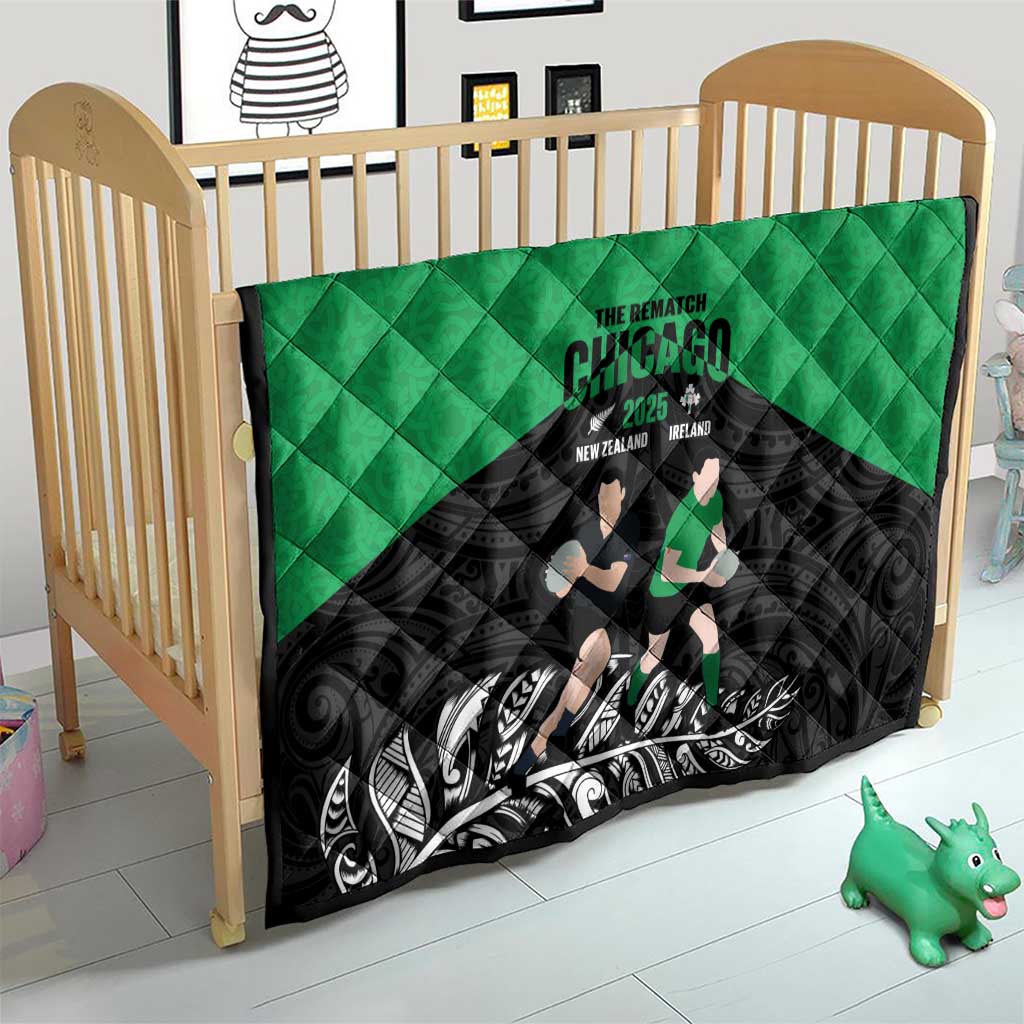 New Zealand and Ireland Rugby Quilt Chicago 2025 Go All Black Shamrocks - Aussie Hoodie