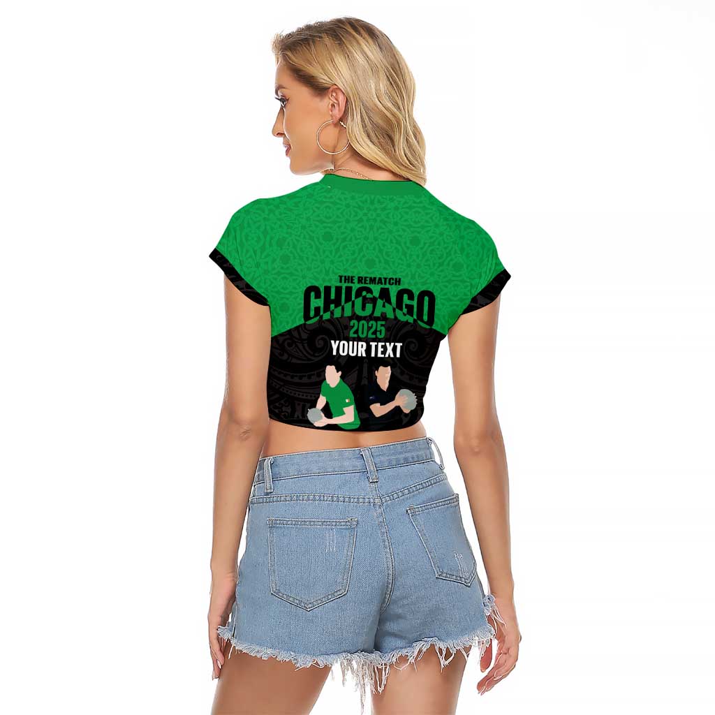 New Zealand and Ireland Rugby Custom Raglan Cropped T Shirt Chicago 2025 Go All Black Shamrocks - Aussie Hoodie