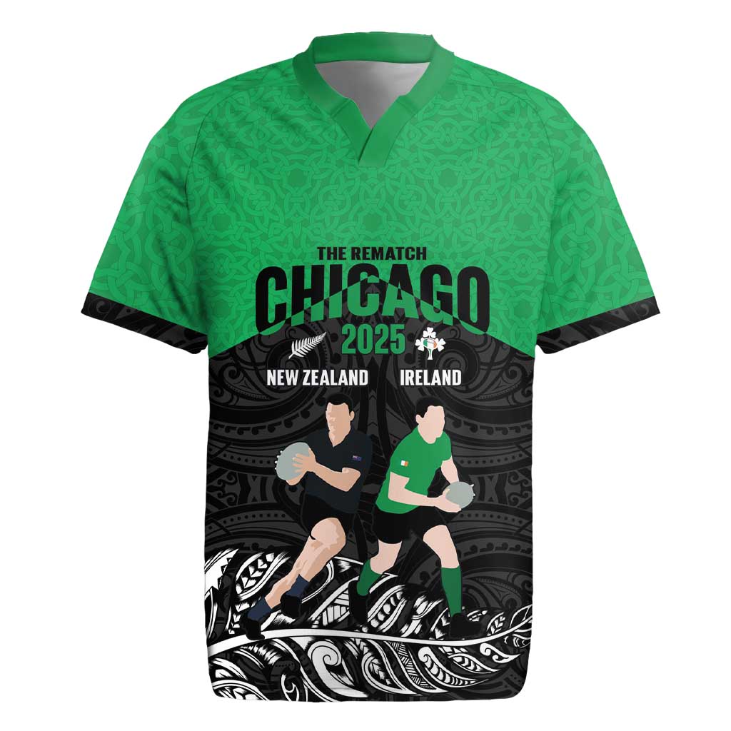 New Zealand and Ireland Rugby Custom Rugby Jersey Chicago 2025 Go All Black Shamrocks - Aussie Hoodie