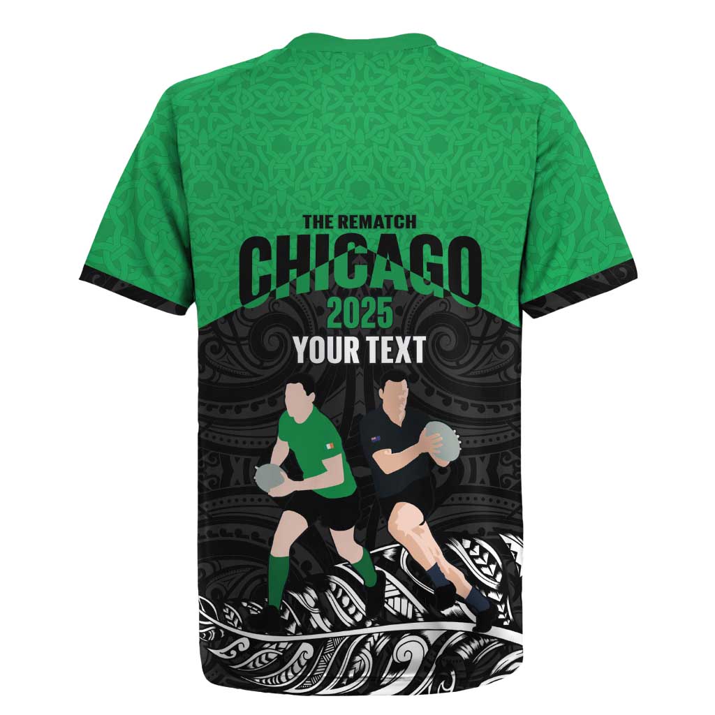 New Zealand and Ireland Rugby Custom Rugby Jersey Chicago 2025 Go All Black Shamrocks - Aussie Hoodie