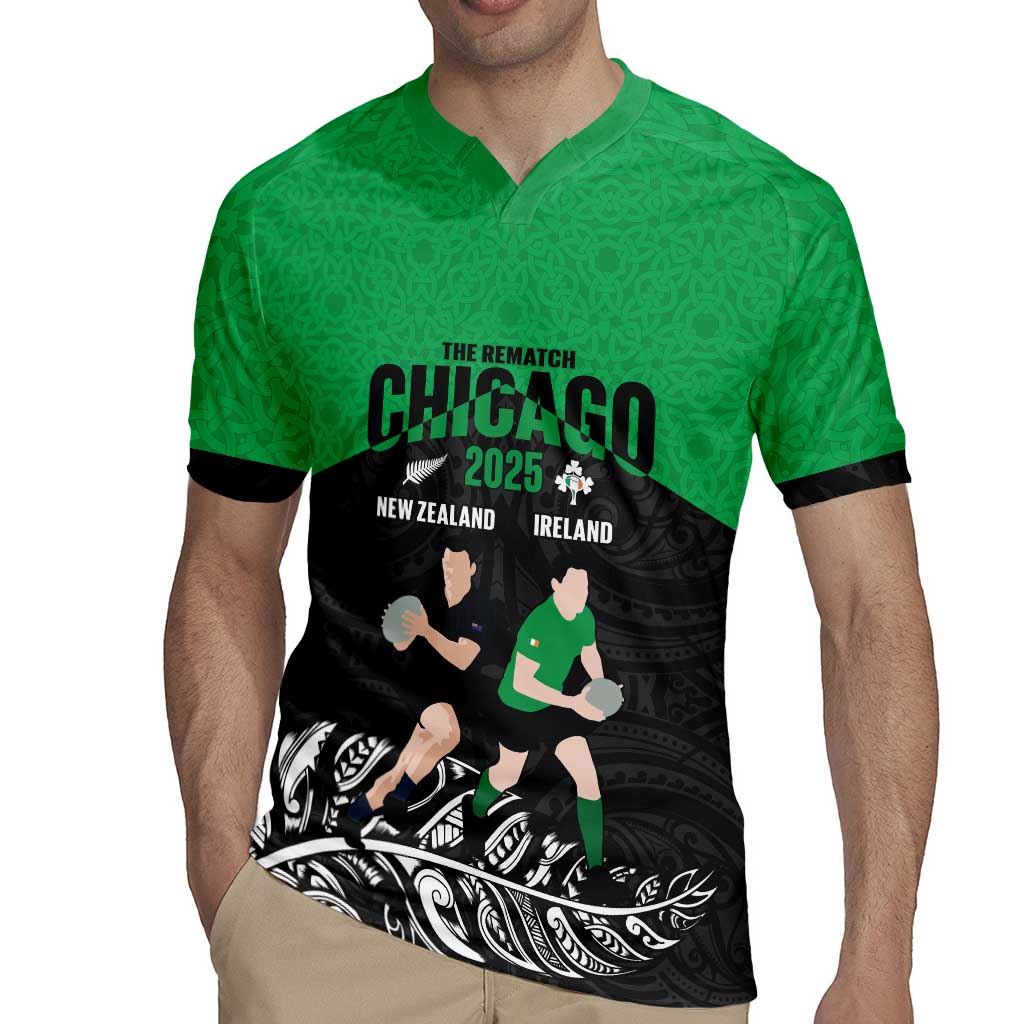 New Zealand and Ireland Rugby Custom Rugby Jersey Chicago 2025 Go All Black Shamrocks - Aussie Hoodie