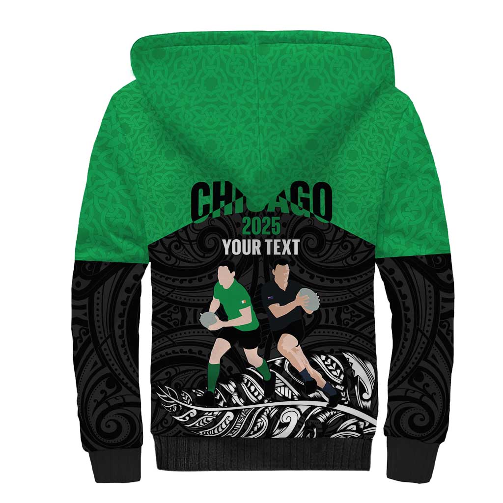 New Zealand and Ireland Rugby Custom Sherpa Hoodie Chicago 2025 Go All Black Shamrocks - Aussie Hoodie