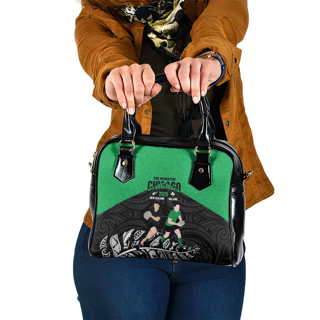 New Zealand and Ireland Rugby Shoulder Handbag Chicago 2025 Go All Black Shamrocks - Aussie Hoodie