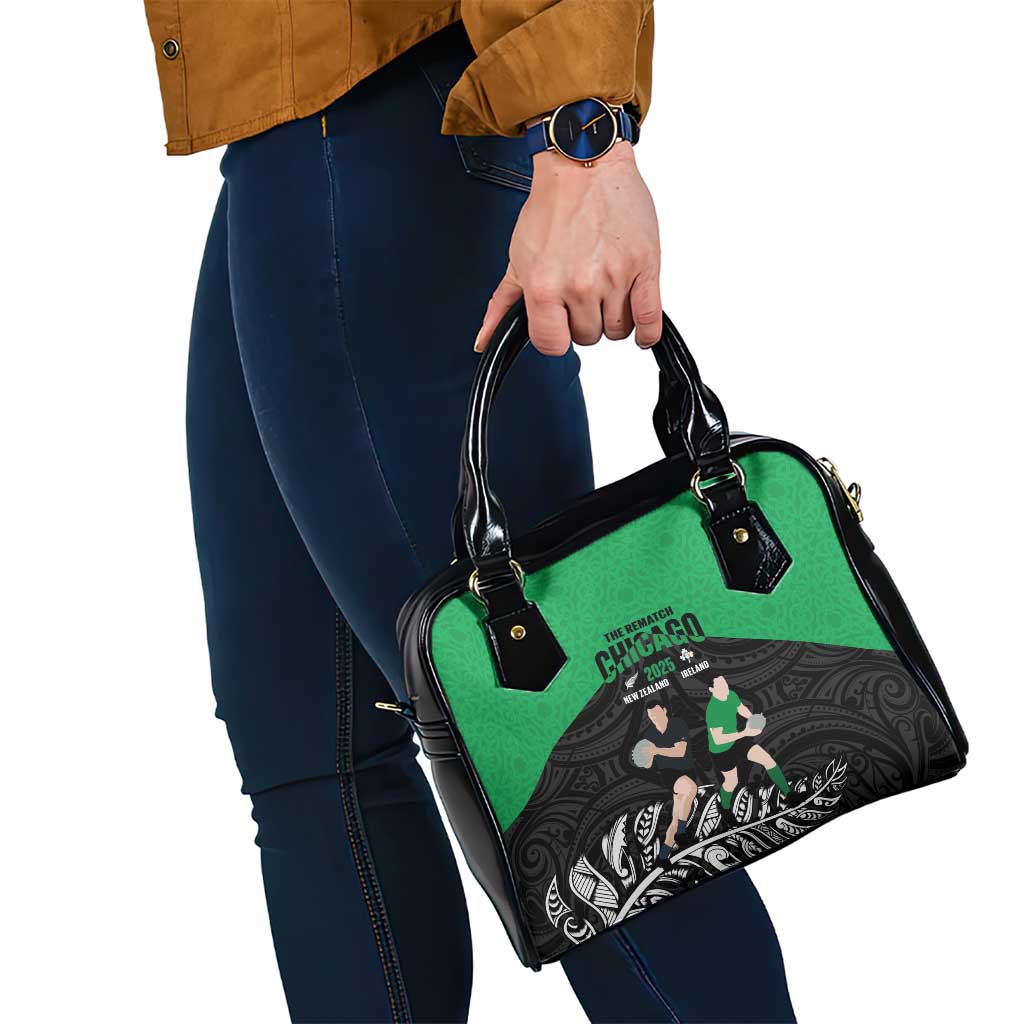 New Zealand and Ireland Rugby Shoulder Handbag Chicago 2025 Go All Black Shamrocks - Aussie Hoodie