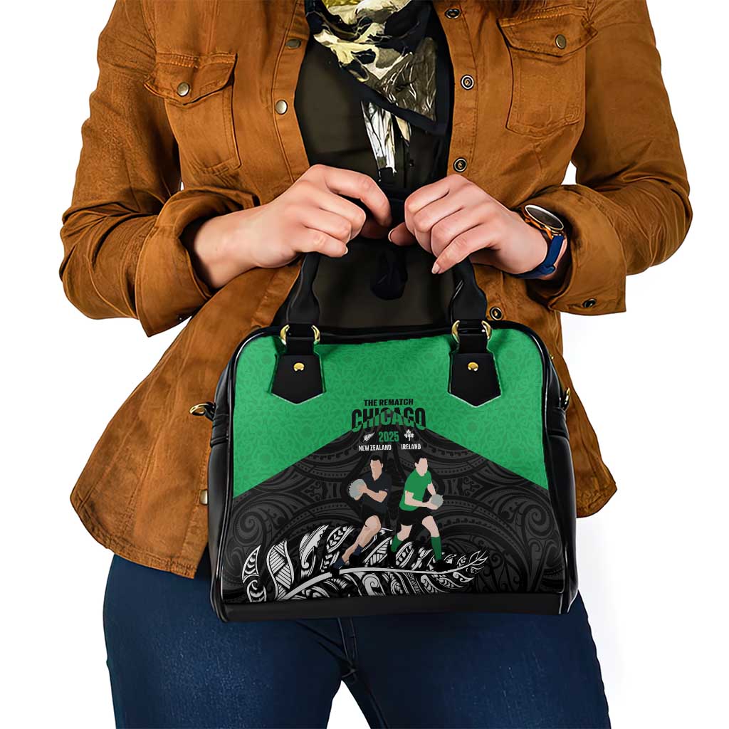 New Zealand and Ireland Rugby Shoulder Handbag Chicago 2025 Go All Black Shamrocks - Aussie Hoodie