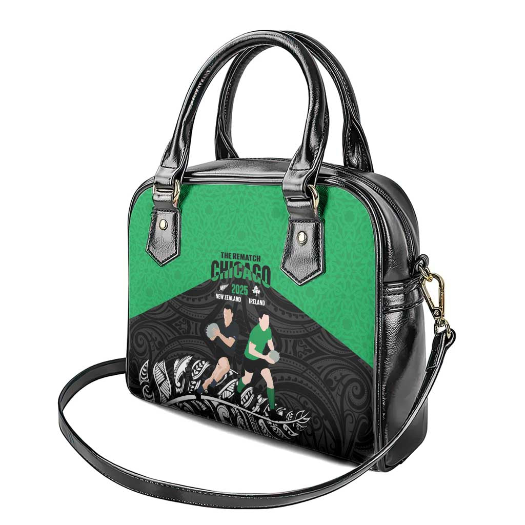 New Zealand and Ireland Rugby Shoulder Handbag Chicago 2025 Go All Black Shamrocks - Aussie Hoodie