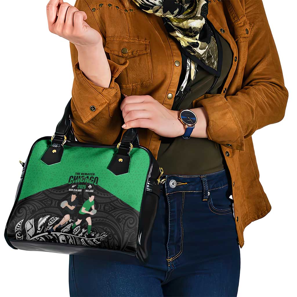 New Zealand and Ireland Rugby Shoulder Handbag Chicago 2025 Go All Black Shamrocks - Aussie Hoodie