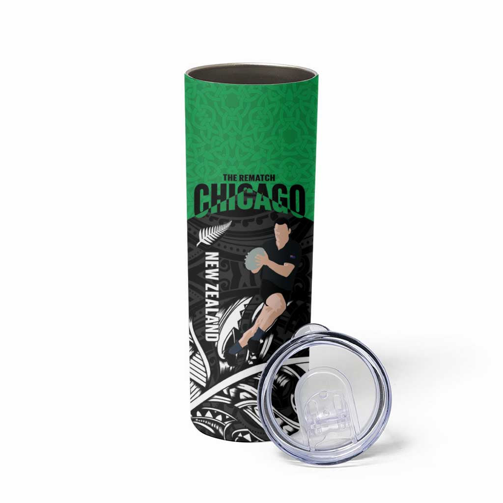 New Zealand and Ireland Rugby Skinny Tumbler Chicago 2025 Go All Black Shamrocks - Aussie Hoodie