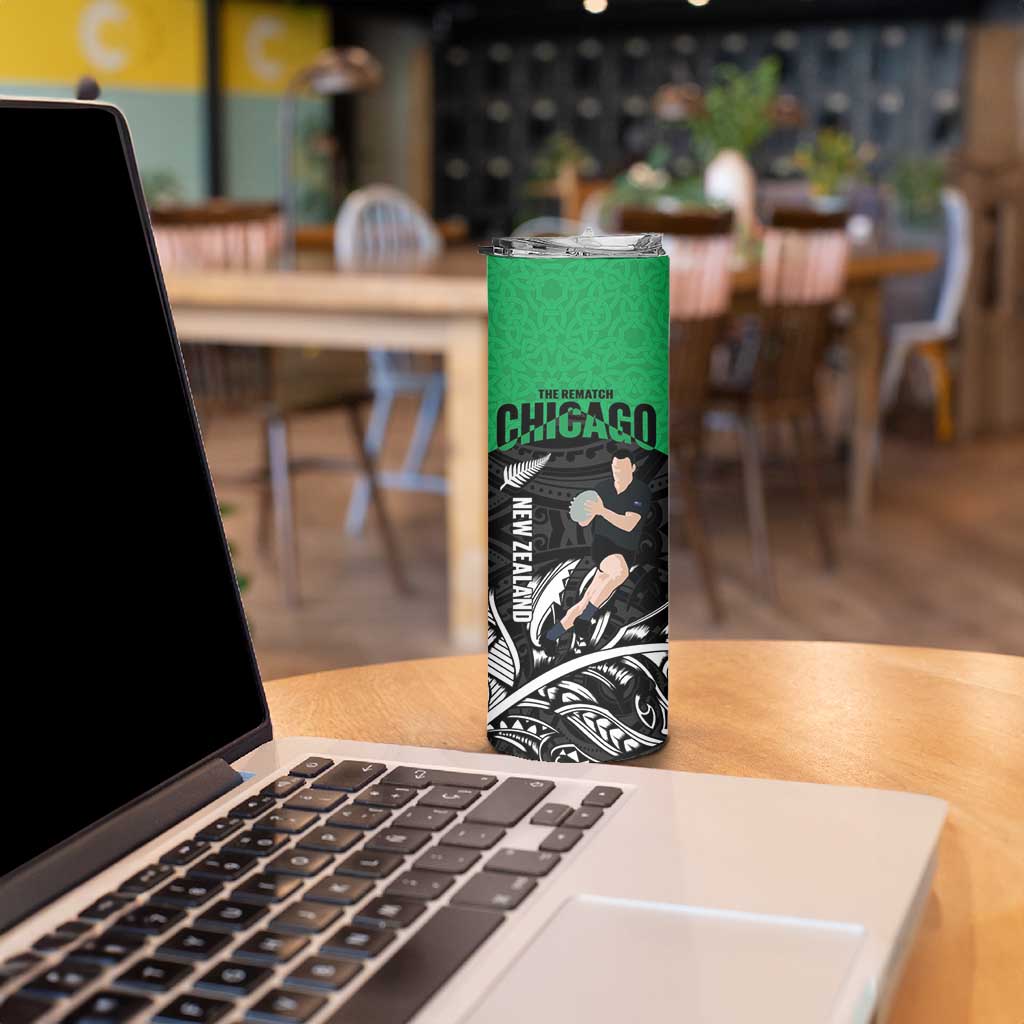 New Zealand and Ireland Rugby Skinny Tumbler Chicago 2025 Go All Black Shamrocks - Aussie Hoodie
