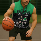 New Zealand and Ireland Rugby Custom Sleeveless Zip Hoodie Chicago 2025 Go All Black Shamrocks LT14