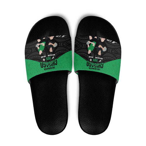 New Zealand and Ireland Rugby Slide Sandals Chicago 2025 Go All Black Shamrocks - Aussie Hoodie