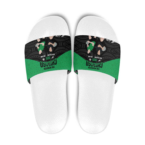 New Zealand and Ireland Rugby Slide Sandals Chicago 2025 Go All Black Shamrocks - Aussie Hoodie