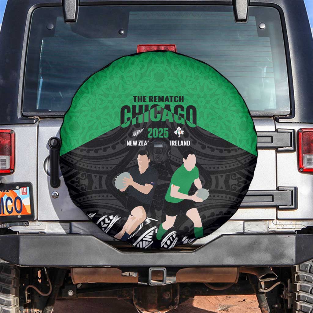 New Zealand and Ireland Rugby Spare Tire Cover Chicago 2025 Go All Black Shamrocks - Aussie Hoodie