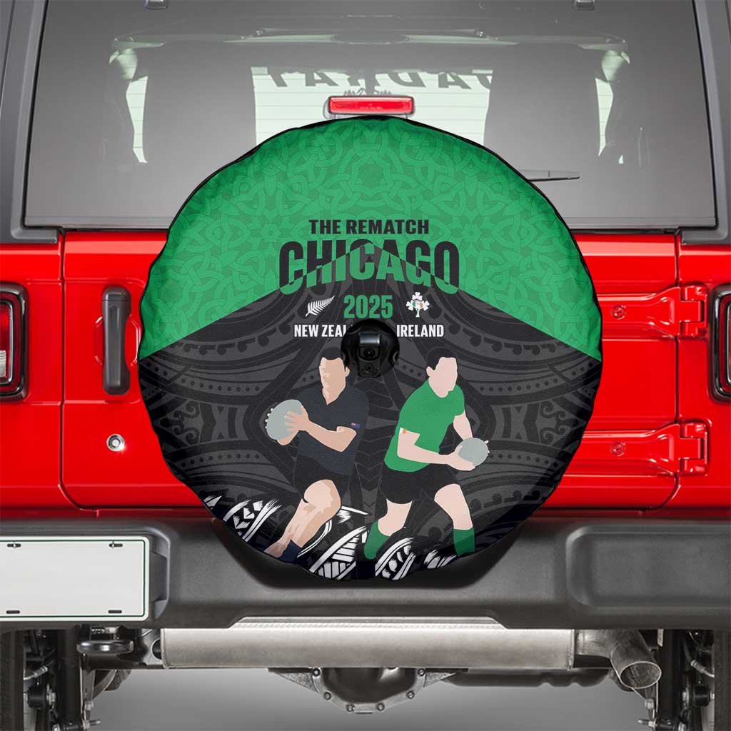 New Zealand and Ireland Rugby Spare Tire Cover Chicago 2025 Go All Black Shamrocks - Aussie Hoodie