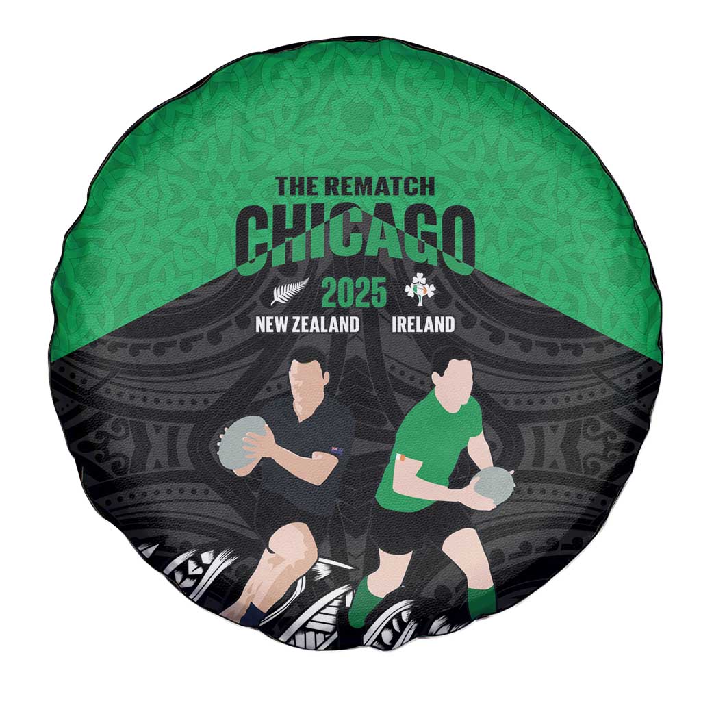 New Zealand and Ireland Rugby Spare Tire Cover Chicago 2025 Go All Black Shamrocks - Aussie Hoodie