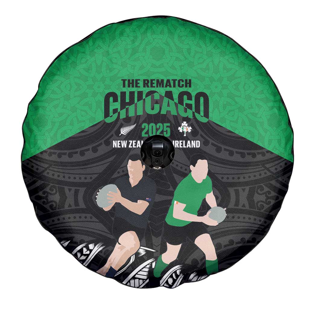 New Zealand and Ireland Rugby Spare Tire Cover Chicago 2025 Go All Black Shamrocks - Aussie Hoodie
