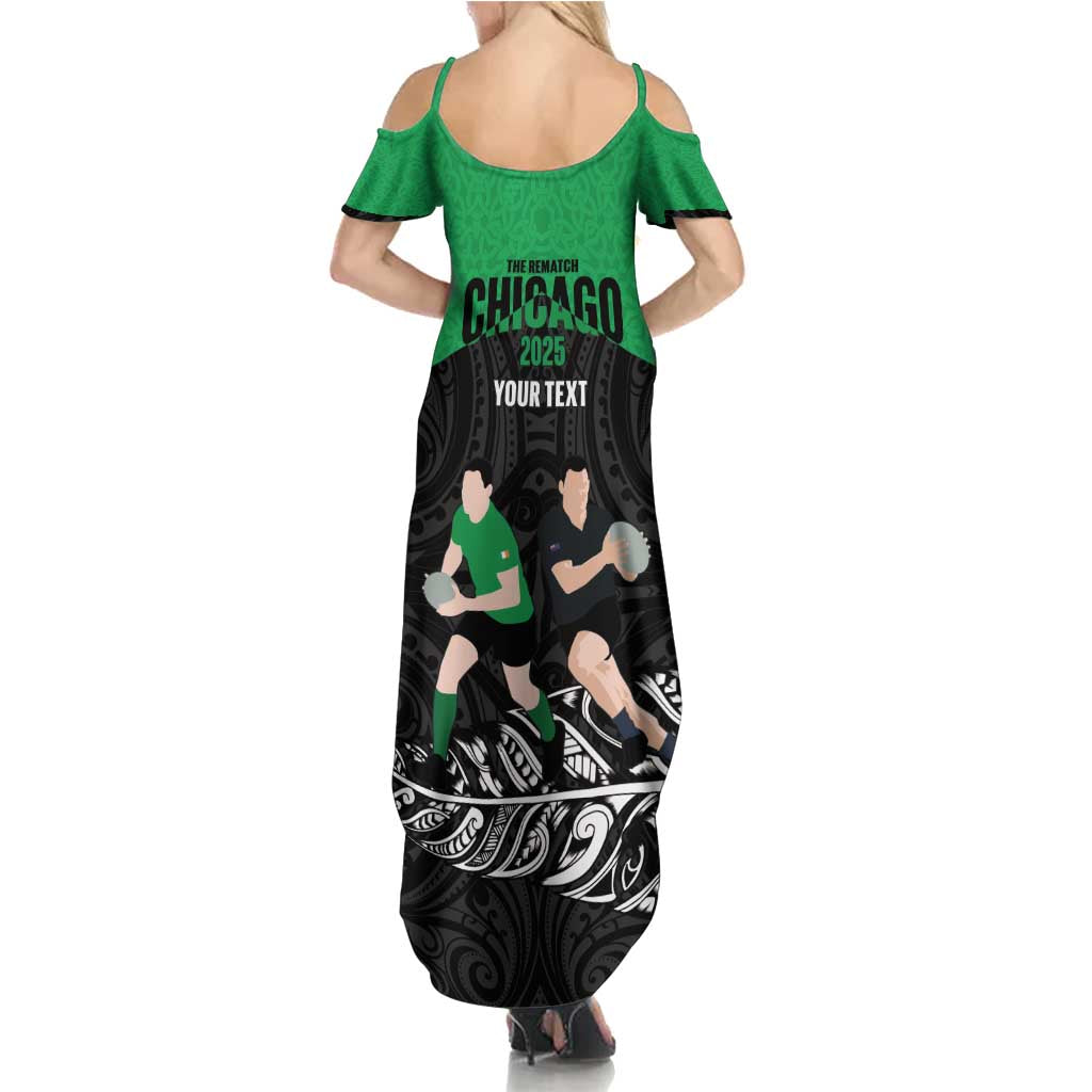 New Zealand and Ireland Rugby Custom Summer Maxi Dress Chicago 2025 Go All Black Shamrocks - Aussie Hoodie