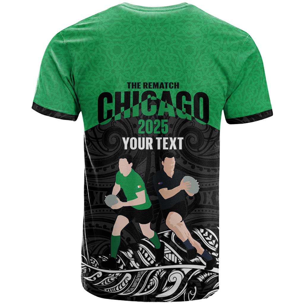 New Zealand and Ireland Rugby Custom T Shirt Chicago 2025 Go All Black Shamrocks - Aussie Hoodie