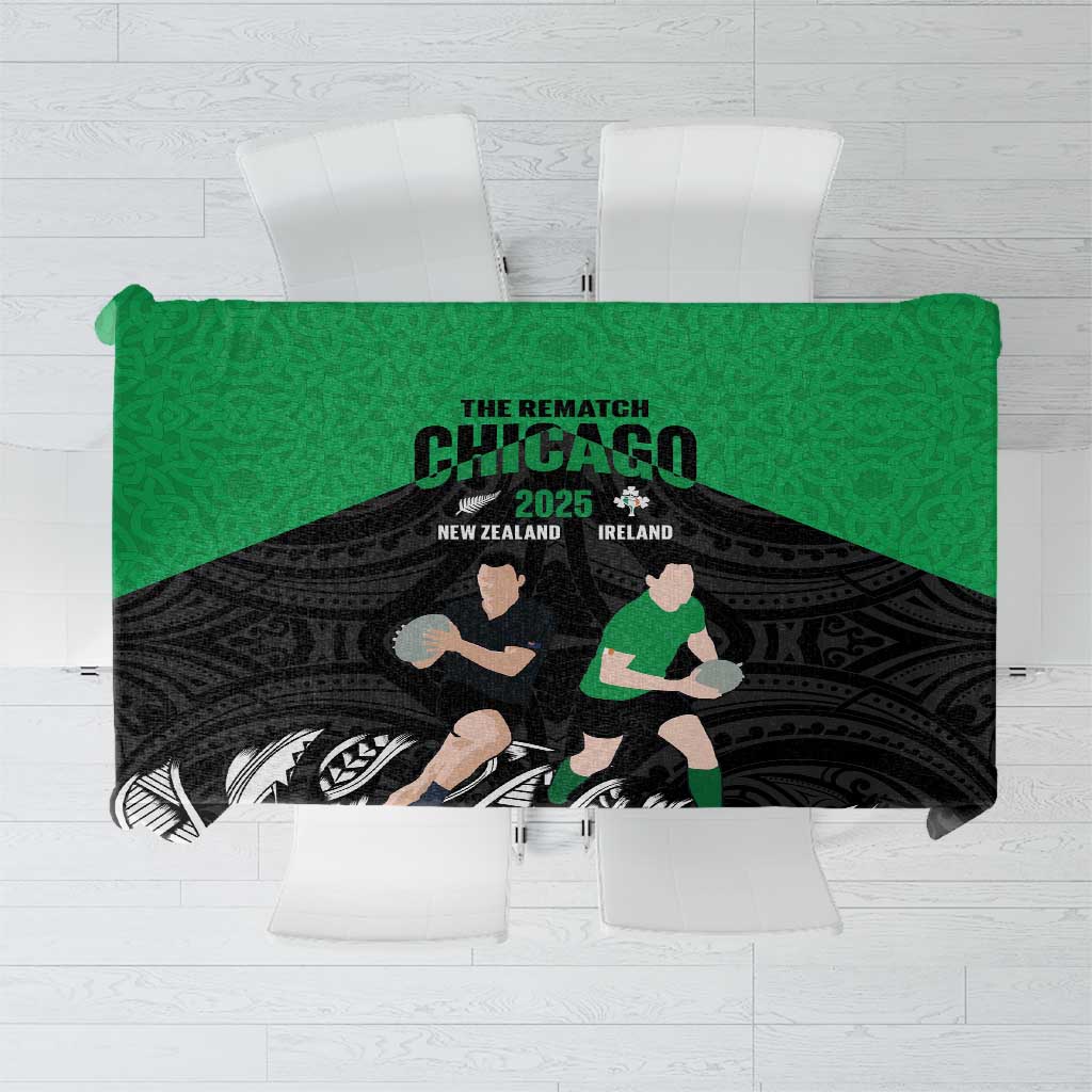 New Zealand and Ireland Rugby Tablecloth Chicago 2025 Go All Black Shamrocks - Aussie Hoodie