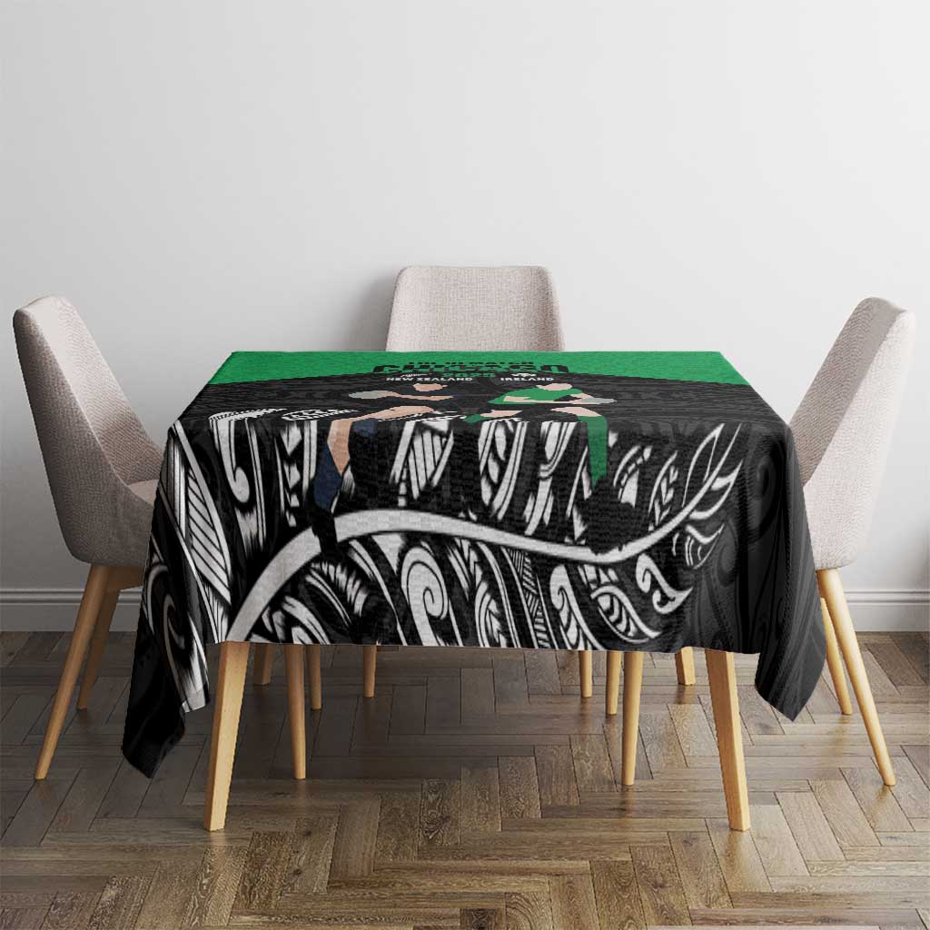 New Zealand and Ireland Rugby Tablecloth Chicago 2025 Go All Black Shamrocks - Aussie Hoodie