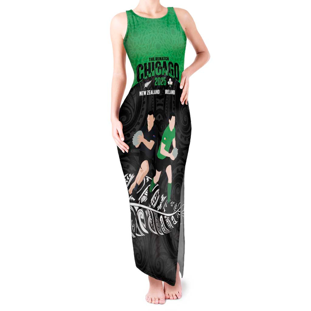 New Zealand and Ireland Rugby Custom Tank Maxi Dress Chicago 2025 Go All Black Shamrocks - Aussie Hoodie