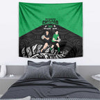 New Zealand and Ireland Rugby Tapestry Chicago 2025 Go All Black Shamrocks - Aussie Hoodie
