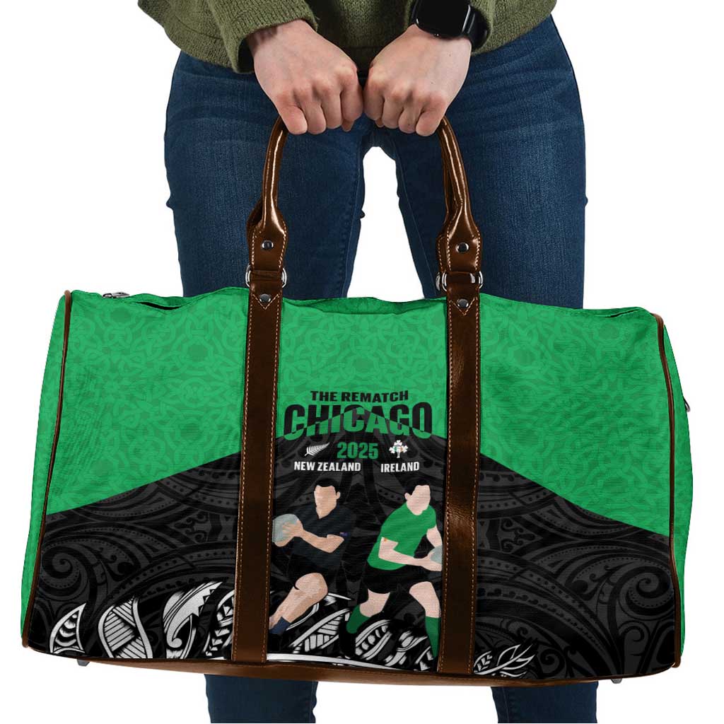 New Zealand and Ireland Rugby Travel Bag Chicago 2025 Go All Black Shamrocks - Aussie Hoodie