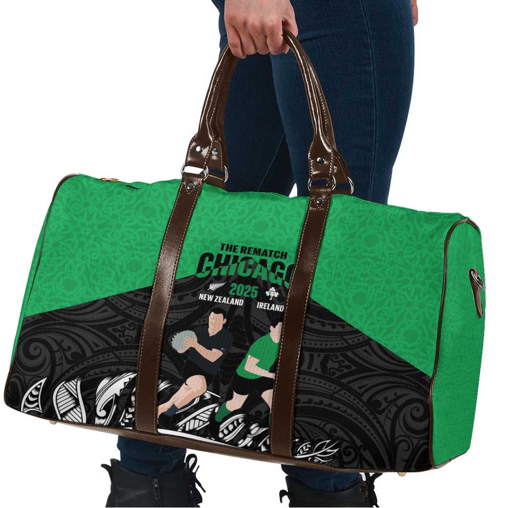 New Zealand and Ireland Rugby Travel Bag Chicago 2025 Go All Black Shamrocks - Aussie Hoodie
