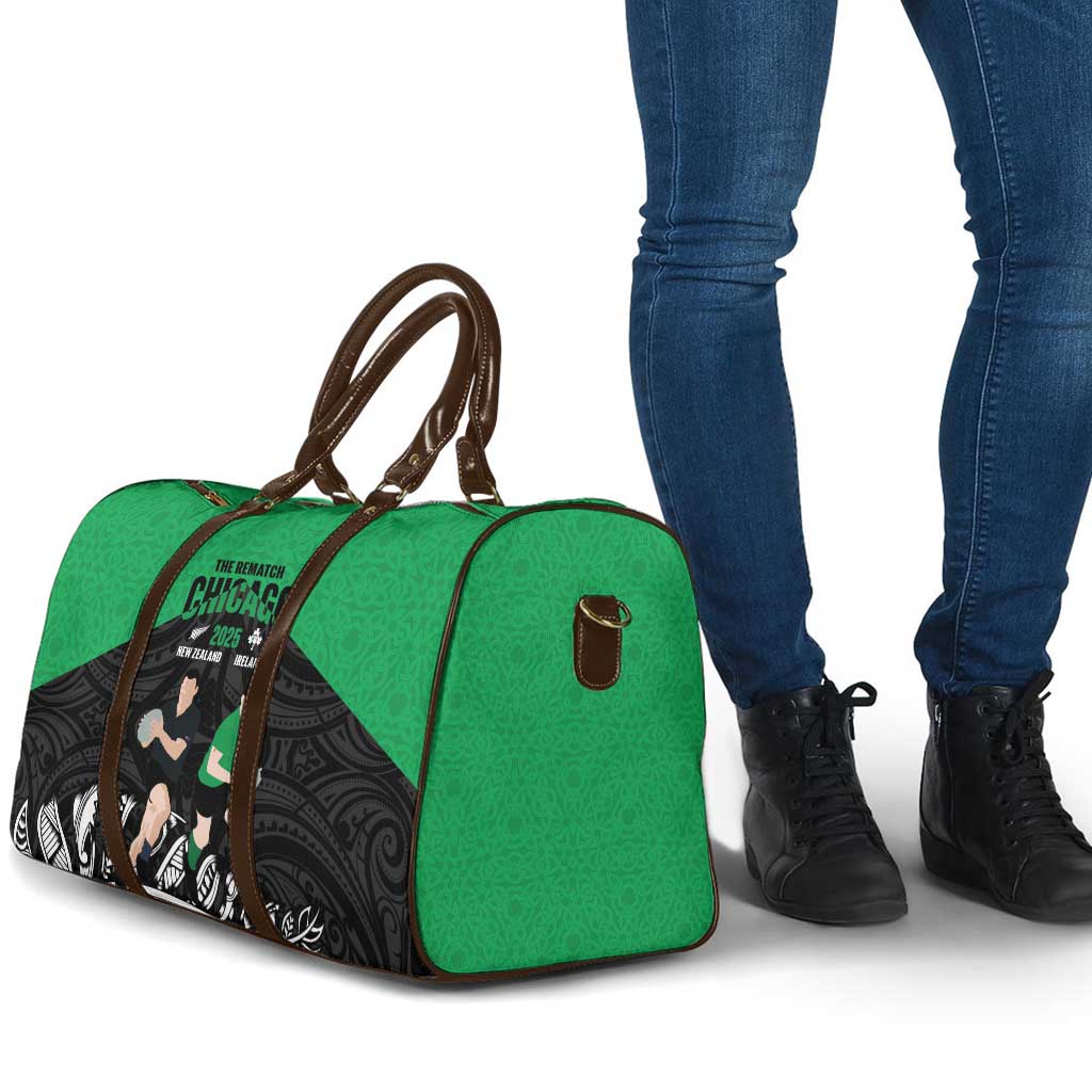 New Zealand and Ireland Rugby Travel Bag Chicago 2025 Go All Black Shamrocks - Aussie Hoodie