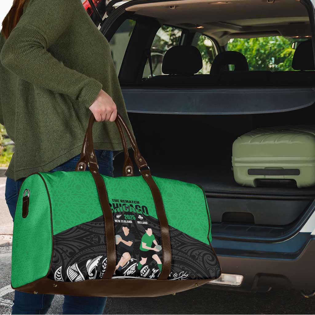 New Zealand and Ireland Rugby Travel Bag Chicago 2025 Go All Black Shamrocks - Aussie Hoodie