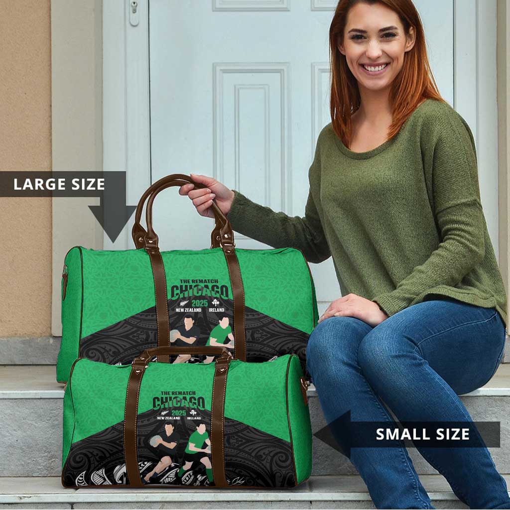 New Zealand and Ireland Rugby Travel Bag Chicago 2025 Go All Black Shamrocks - Aussie Hoodie