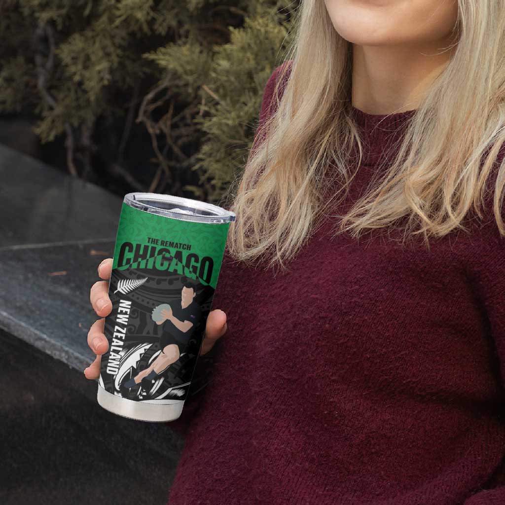 New Zealand and Ireland Rugby Tumbler Cup Chicago 2025 Go All Black Shamrocks - Aussie Hoodie