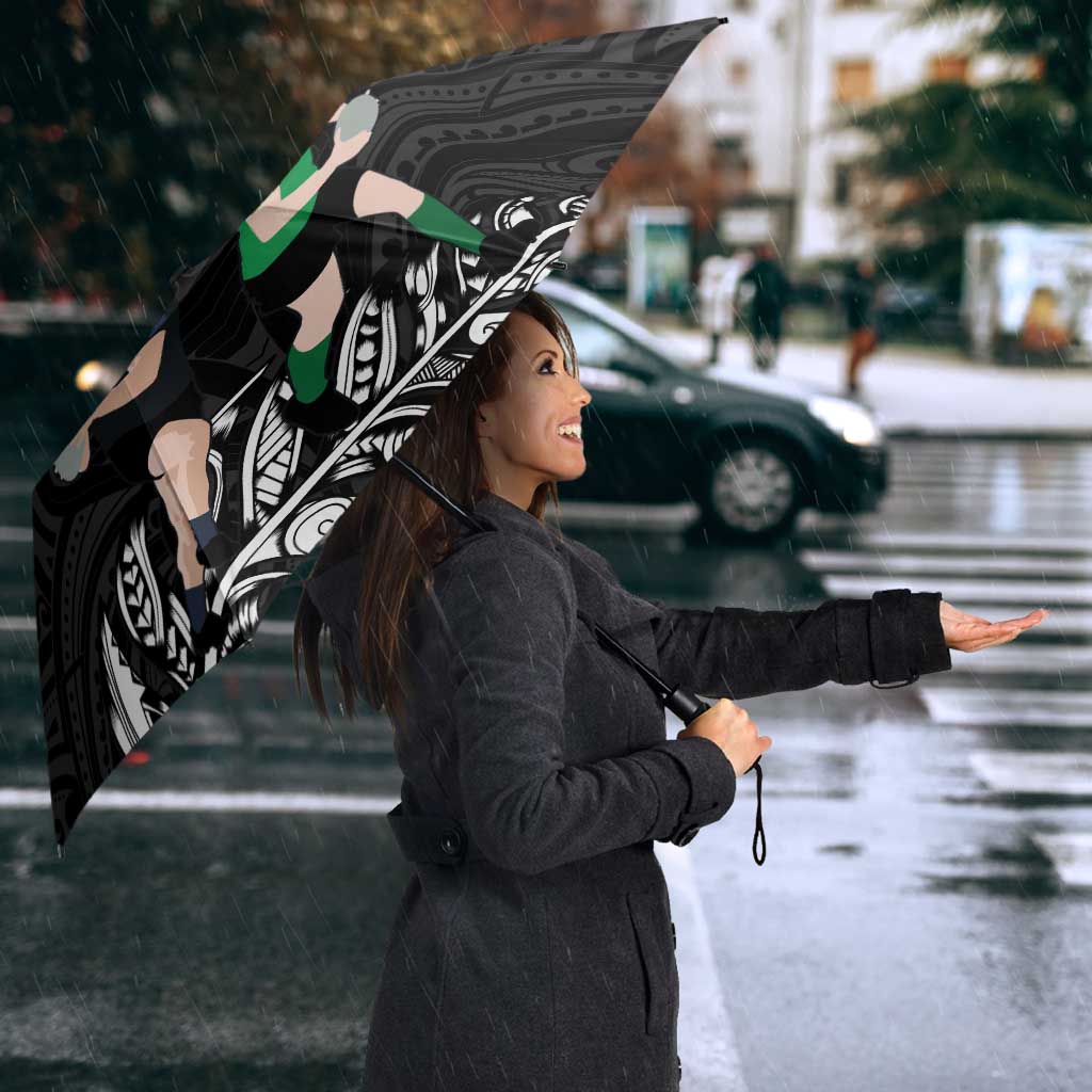 New Zealand and Ireland Rugby Umbrella Chicago 2025 Go All Black Shamrocks - Aussie Hoodie