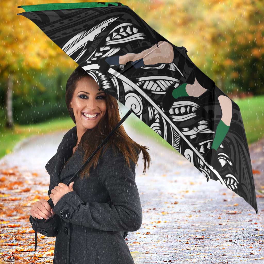 New Zealand and Ireland Rugby Umbrella Chicago 2025 Go All Black Shamrocks - Aussie Hoodie
