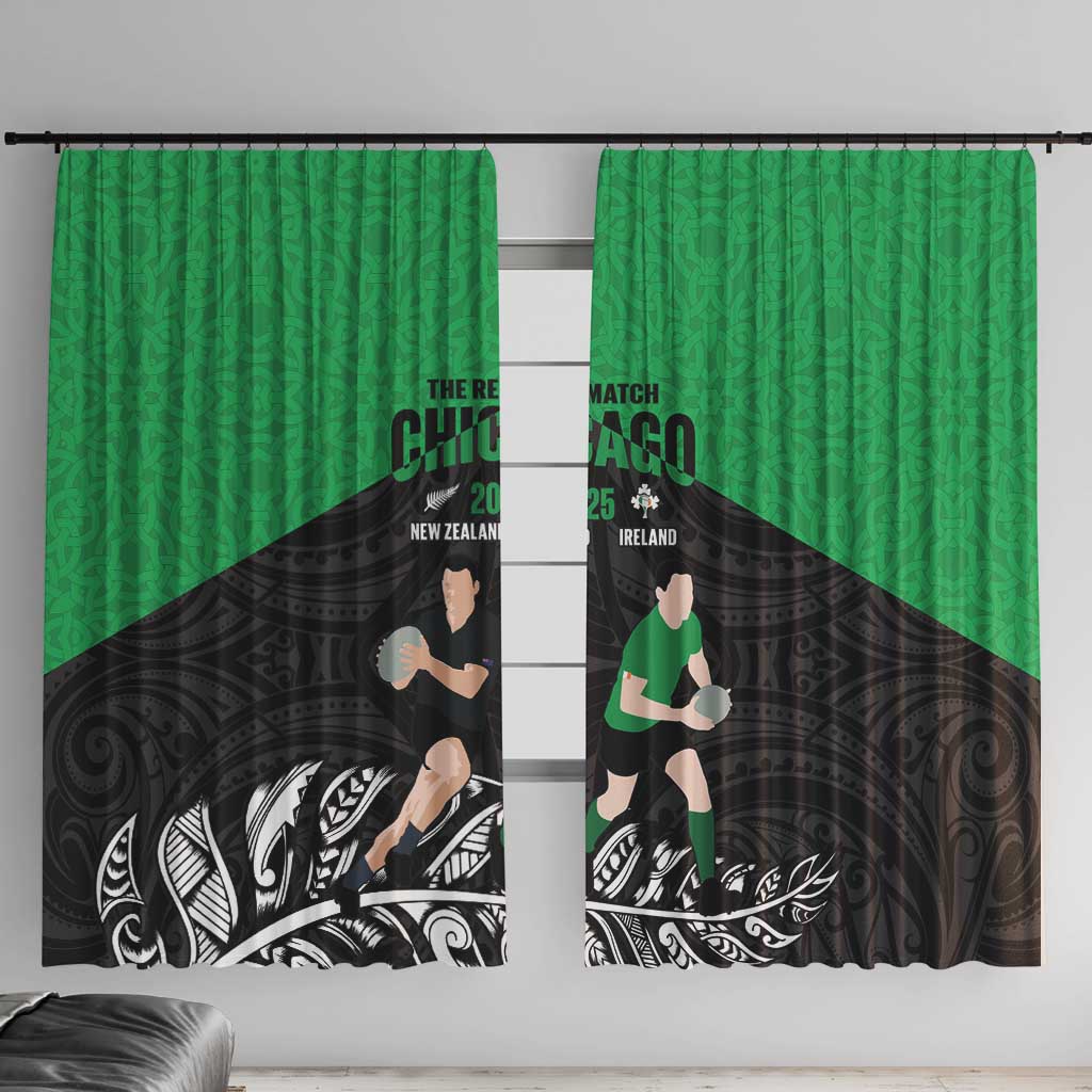 New Zealand and Ireland Rugby Window Curtain Chicago 2025 Go All Black Shamrocks - Aussie Hoodie