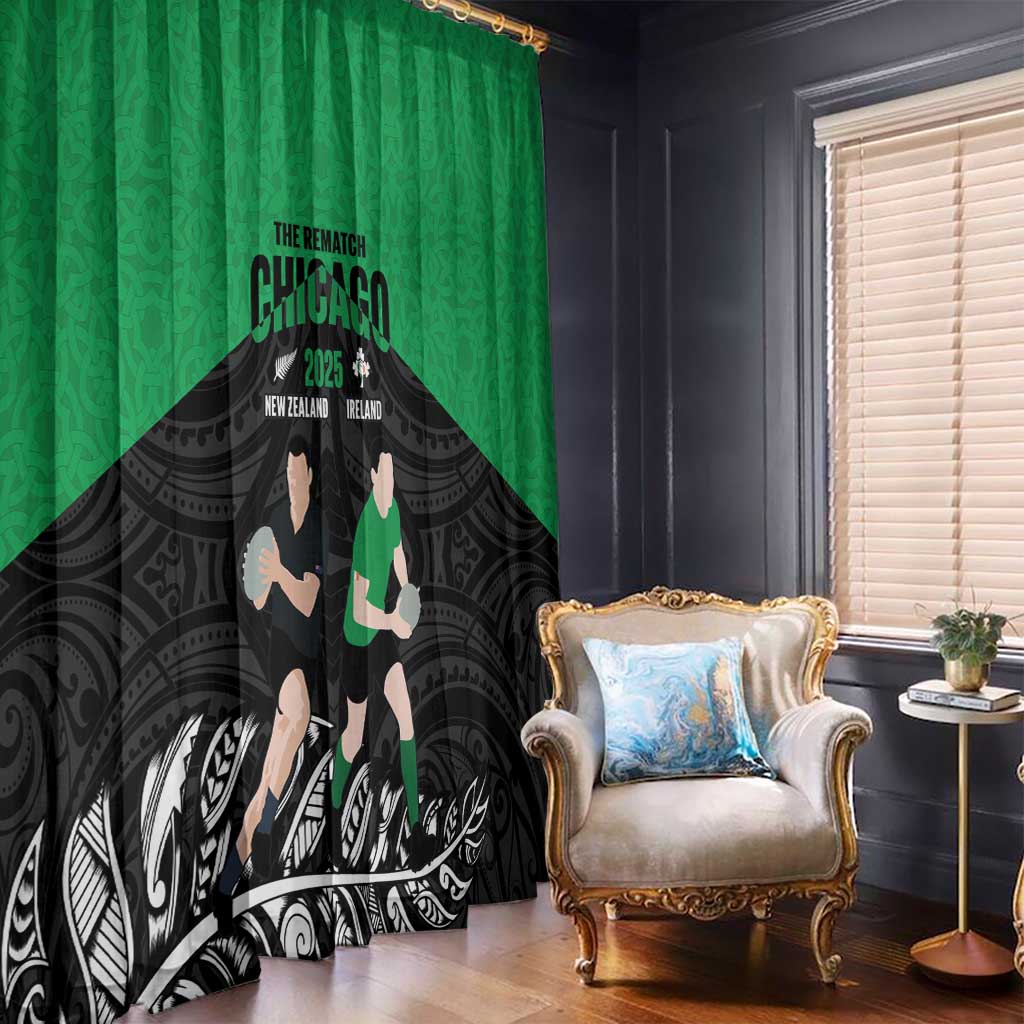 New Zealand and Ireland Rugby Window Curtain Chicago 2025 Go All Black Shamrocks - Aussie Hoodie