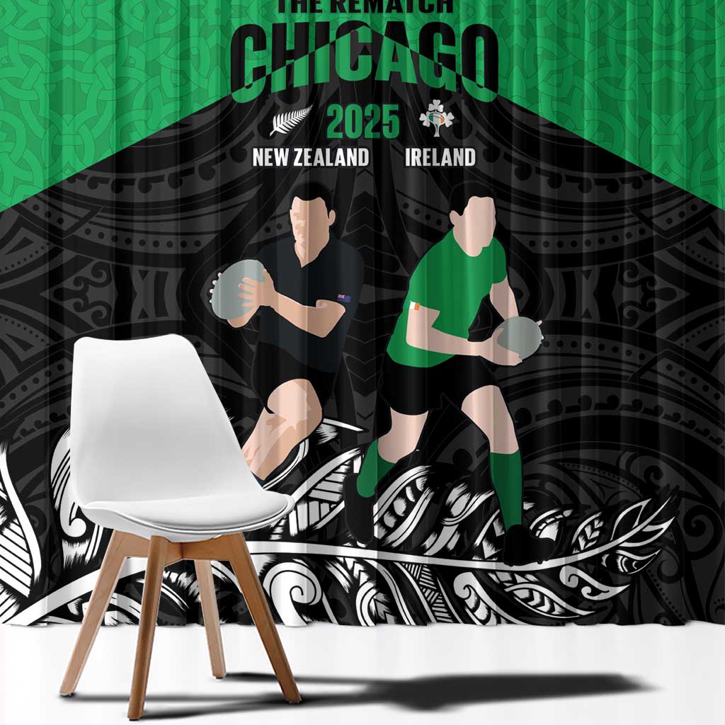 New Zealand and Ireland Rugby Window Curtain Chicago 2025 Go All Black Shamrocks - Aussie Hoodie
