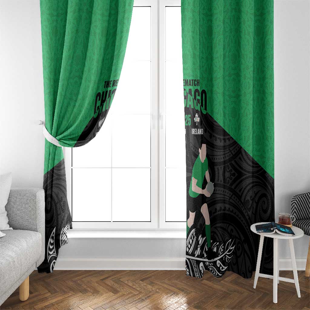 New Zealand and Ireland Rugby Window Curtain Chicago 2025 Go All Black Shamrocks - Aussie Hoodie