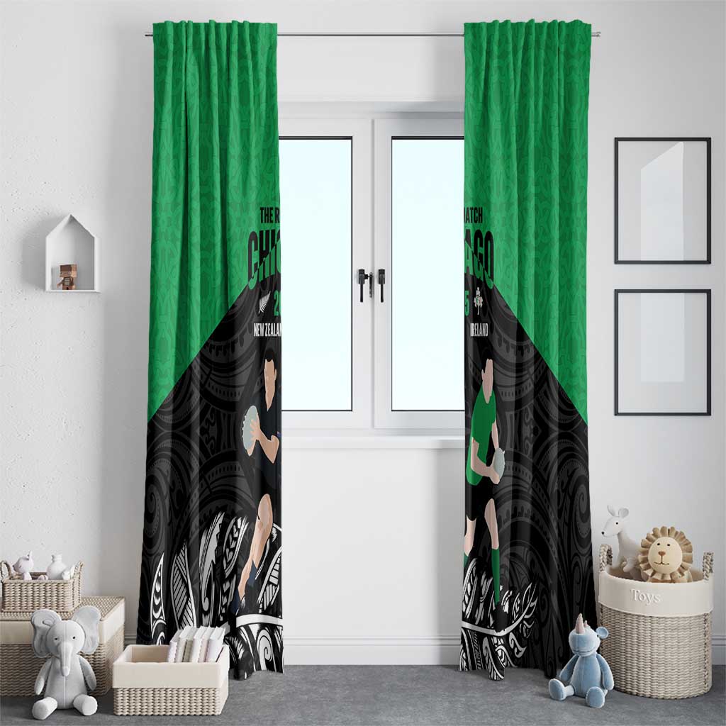 New Zealand and Ireland Rugby Window Curtain Chicago 2025 Go All Black Shamrocks - Aussie Hoodie