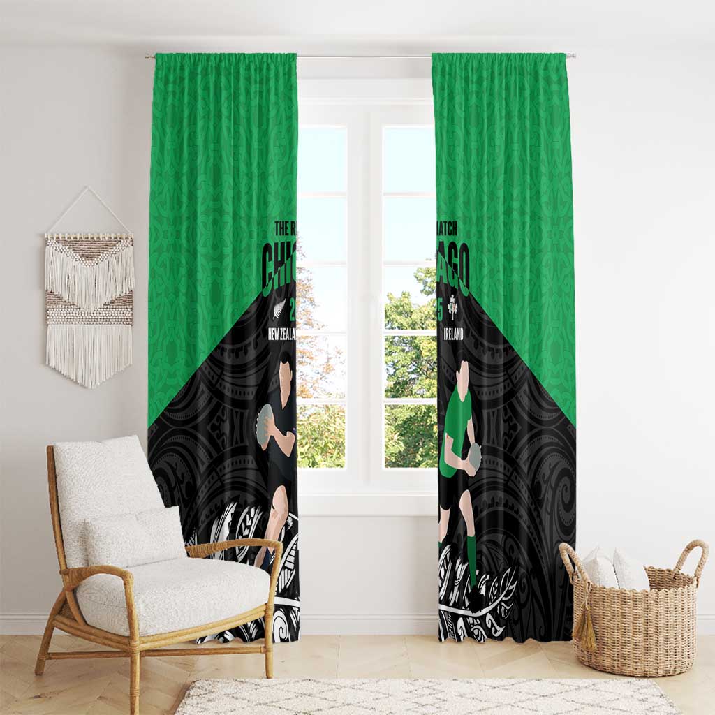 New Zealand and Ireland Rugby Window Curtain Chicago 2025 Go All Black Shamrocks - Aussie Hoodie