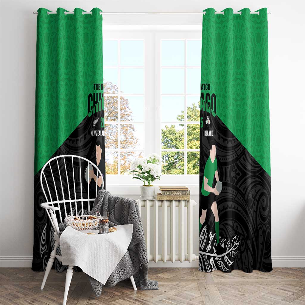 New Zealand and Ireland Rugby Window Curtain Chicago 2025 Go All Black Shamrocks - Aussie Hoodie