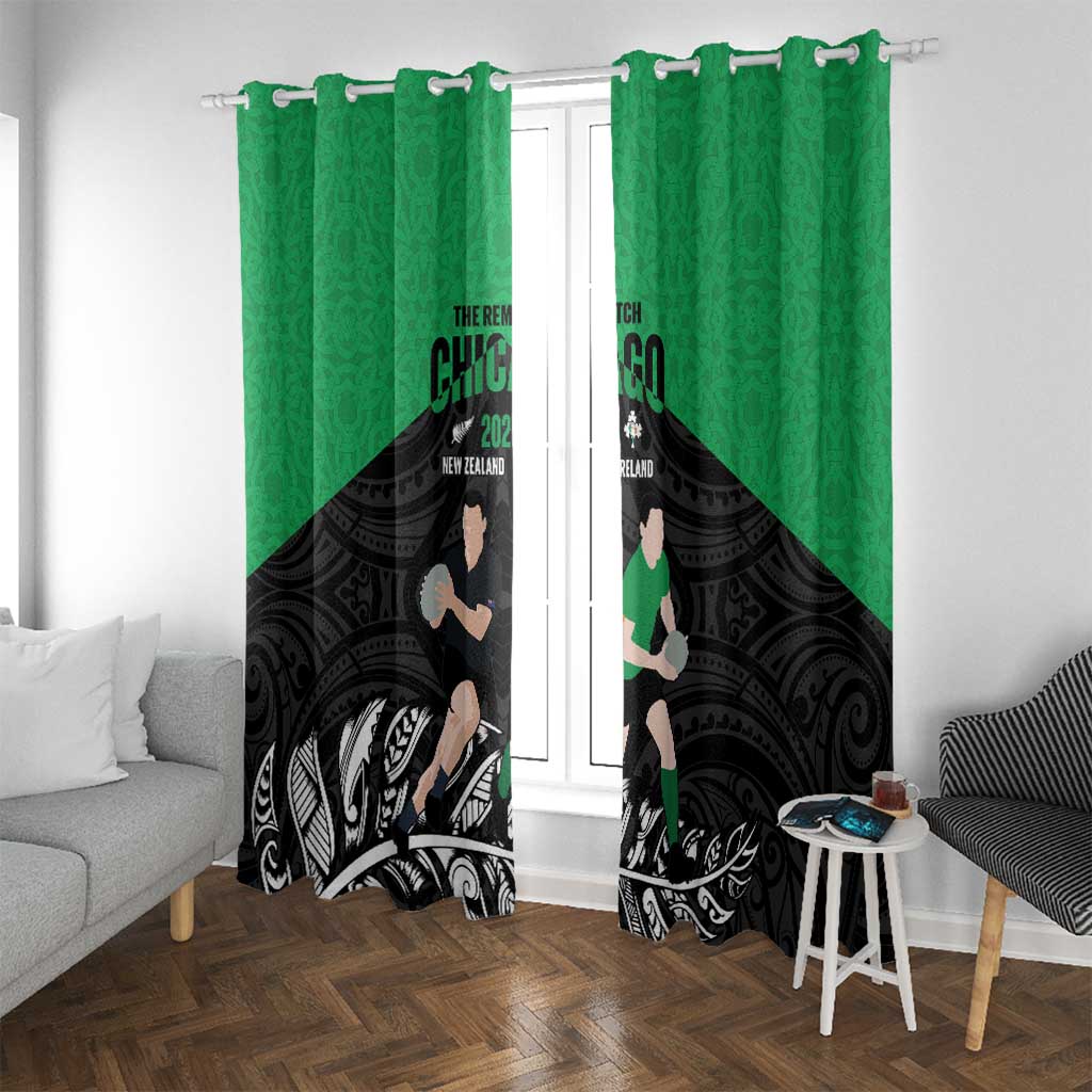 New Zealand and Ireland Rugby Window Curtain Chicago 2025 Go All Black Shamrocks - Aussie Hoodie