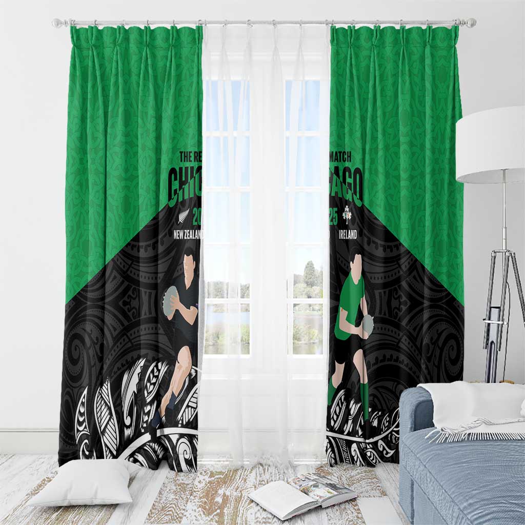 New Zealand and Ireland Rugby Window Curtain Chicago 2025 Go All Black Shamrocks - Aussie Hoodie